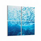 Olla 12081K4 Akvaryum / Balık Görseli Kare 4'lü Kanvas Tablo (Ölçü: 65X65)