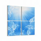 Olla 15737K4 Gökyüzü Bulut Görseli Kare 4'lü Kanvas Tablo (Ölçü: 65X65)