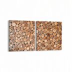 Olla 12049K2Y Ahşap Desen Görseli Kare 2'li Yatay Kanvas Tablo (Ölçü: 85X40)