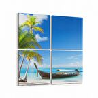 Olla 16340K4 Kumsal / Sahil Görseli Kare 4'lü Kanvas Tablo (Ölçü: 65X65)