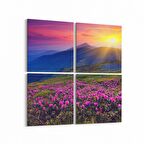 Olla 16139K4 Günbatımı Görseli Kare 4'lü Kanvas Tablo (Ölçü: 65X65)