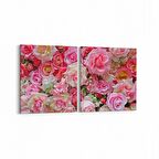 Olla 11591K2Y Çiçek Görseli Kare 2'li Yatay Kanvas Tablo (Ölçü: 145X70)