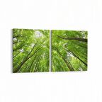 Olla 10778K2Y Ağaç Görseli Kare 2'li Yatay Kanvas Tablo (Ölçü: 105X50)