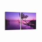 Olla 16084K2Y Günbatımı Görseli Kare 2'li Yatay Kanvas Tablo (Ölçü: 125X60)