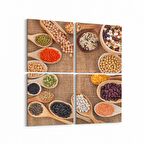 Olla 15036K4 Gıda Görseli Kare 4'lü Kanvas Tablo (Ölçü: 65X65)