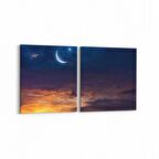 Olla 14652K2Y Gece Gökyüzü Görseli Kare 2'li Yatay Kanvas Tablo (Ölçü: 65X30)