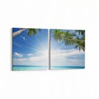 Olla 16636K2Y Kumsal / Sahil Görseli Kare 2'li Yatay Kanvas Tablo (Ölçü: 125X60)