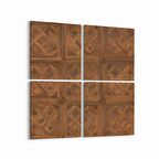 Olla 11984K4 Ahşap Desen Görseli Kare 4'lü Kanvas Tablo (Ölçü: 105X105)