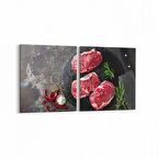 Olla 14968K2Y Gıda Görseli Kare 2'li Yatay Kanvas Tablo (Ölçü: 145X70)