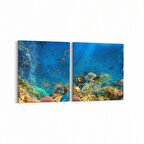 Olla 12115K2Y Akvaryum / Balık Görseli Kare 2'li Yatay Kanvas Tablo (Ölçü: 145X70)
