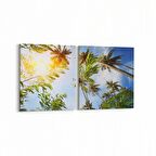 Olla 11497K2Y Palmiye Ağacı Görseli Kare 2'li Yatay Kanvas Tablo (Ölçü: 105X50)