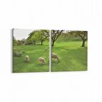 Olla 12498K2Y Hayvanlar Alemi Görseli Kare 2'li Yatay Kanvas Tablo (Ölçü: 145X70)