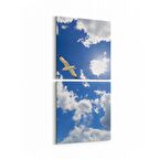 Olla 15831K2D Gökyüzü Kuşlar Görseli Kare 2'li Dikey Kanvas Tablo (Ölçü: 30X65)