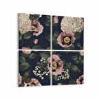 Olla 11772K4 Çiçek Görseli Kare 4'lü Kanvas Tablo (Ölçü: 145X145)