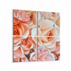 Olla 11626K4 Çiçek Görseli Kare 4'lü Kanvas Tablo (Ölçü: 65X65)