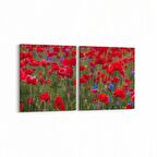 Olla 10986K2Y Ağaç Görseli Kare 2'li Yatay Kanvas Tablo (Ölçü: 105X50)