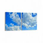 Olla 15734K2Y Gökyüzü Bulut Görseli Kare 2'li Yatay Kanvas Tablo (Ölçü: 65X30)