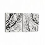 Olla 10884K2Y Ağaç Görseli Kare 2'li Yatay Kanvas Tablo (Ölçü: 125X60)