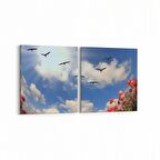 Olla 10781K2Y Ağaç Görseli Kare 2'li Yatay Kanvas Tablo (Ölçü: 125X60)