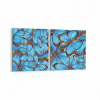 Olla 12569K2Y Hayvanlar Alemi Görseli Kare 2'li Yatay Kanvas Tablo (Ölçü: 105X50)