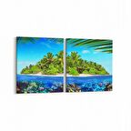 Olla 12982K2Y Deniz / Okyanus Görseli Kare 2'li Yatay Kanvas Tablo (Ölçü: 65X30)