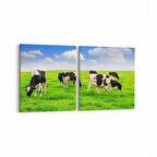 Olla 12599K2Y Hayvanlar Alemi Görseli Kare 2'li Yatay Kanvas Tablo (Ölçü: 65X30)