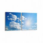 Olla 15478K2Y Gökyüzü Bulut Görseli Kare 2'li Yatay Kanvas Tablo (Ölçü: 65X30)