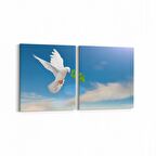 Olla 15866K2Y Gökyüzü Kuşlar Görseli Kare 2'li Yatay Kanvas Tablo (Ölçü: 65X30)