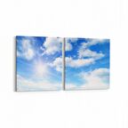 Olla 15804K2Y Gökyüzü Bulut Görseli Kare 2'li Yatay Kanvas Tablo (Ölçü: 145X70)