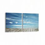 Olla 16381K2Y Kumsal / Sahil Görseli Kare 2'li Yatay Kanvas Tablo (Ölçü: 85X40)