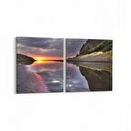 Olla 16042K2Y Günbatımı Görseli Kare 2'li Yatay Kanvas Tablo (Ölçü: 125X60)