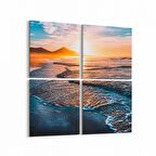 Olla 16101K4 Günbatımı Görseli Kare 4'lü Kanvas Tablo (Ölçü: 145X145)