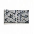 Olla 10020K2Y Abstract 3 Boyut Görsel Kare 2'li Yatay Kanvas Tablo (Ölçü: 85X40)