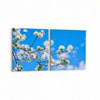 Olla 10866K2Y Ağaç Görseli Kare 2'li Yatay Kanvas Tablo (Ölçü: 145X70)