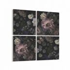 Olla 11775K4 Çiçek Görseli Kare 4'lü Kanvas Tablo (Ölçü: 145X145)