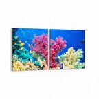 Olla 12984K2Y Deniz / Okyanus Görseli Kare 2'li Yatay Kanvas Tablo (Ölçü: 105X50)