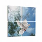 Olla 15846K4 Gökyüzü Kuşlar Görseli Kare 4'lü Kanvas Tablo (Ölçü: 65X65)