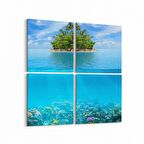 Olla 16467K4 Kumsal / Sahil Görseli Kare 4'lü Kanvas Tablo (Ölçü: 145X145)