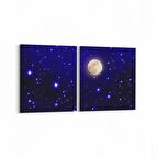 Olla 14686K2Y Gece Gökyüzü Görseli Kare 2'li Yatay Kanvas Tablo (Ölçü: 125X60)