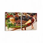 Olla 15064K2Y Gıda Görseli Kare 2'li Yatay Kanvas Tablo (Ölçü: 85X40)