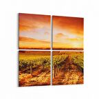 Olla 16018K4 Günbatımı Görseli Kare 4'lü Kanvas Tablo (Ölçü: 65X65)