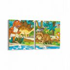 Olla 12767K2Y Çocuk Odası Görseli 2'li Yatay Kanvas Tablo (Ölçü: 65X30)