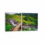 Olla 13449K2Y Doğa / Manzara Görseli Kare 2'li Yatay Kanvas Tablo (Ölçü: 65X30)