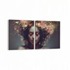 Olla 16737K2Y Model / Manken Görseli 2'li Yatay Kanvas Tablo (Ölçü: 145X70)