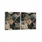 Olla 11776K2Y Çiçek Görseli Kare 2'li Yatay Kanvas Tablo (Ölçü: 125X60)