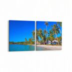 Olla 16505K2Y Kumsal / Sahil Görseli Kare 2'li Yatay Kanvas Tablo (Ölçü: 85X40)