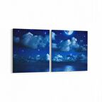 Olla 14696K2Y Gece Gökyüzü Görseli Kare 2'li Yatay Kanvas Tablo (Ölçü: 125X60)