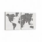 Olla 16203K2Y Harita Görseli Kare 2'li Yatay Kanvas Tablo (Ölçü: 145X70)