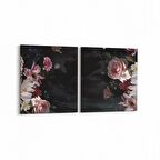 Olla 11770K2Y Çiçek Görseli Kare 2'li Yatay Kanvas Tablo (Ölçü: 85X40)