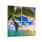 Olla 16064K4 Günbatımı Görseli Kare 4'lü Kanvas Tablo (Ölçü: 65X65)